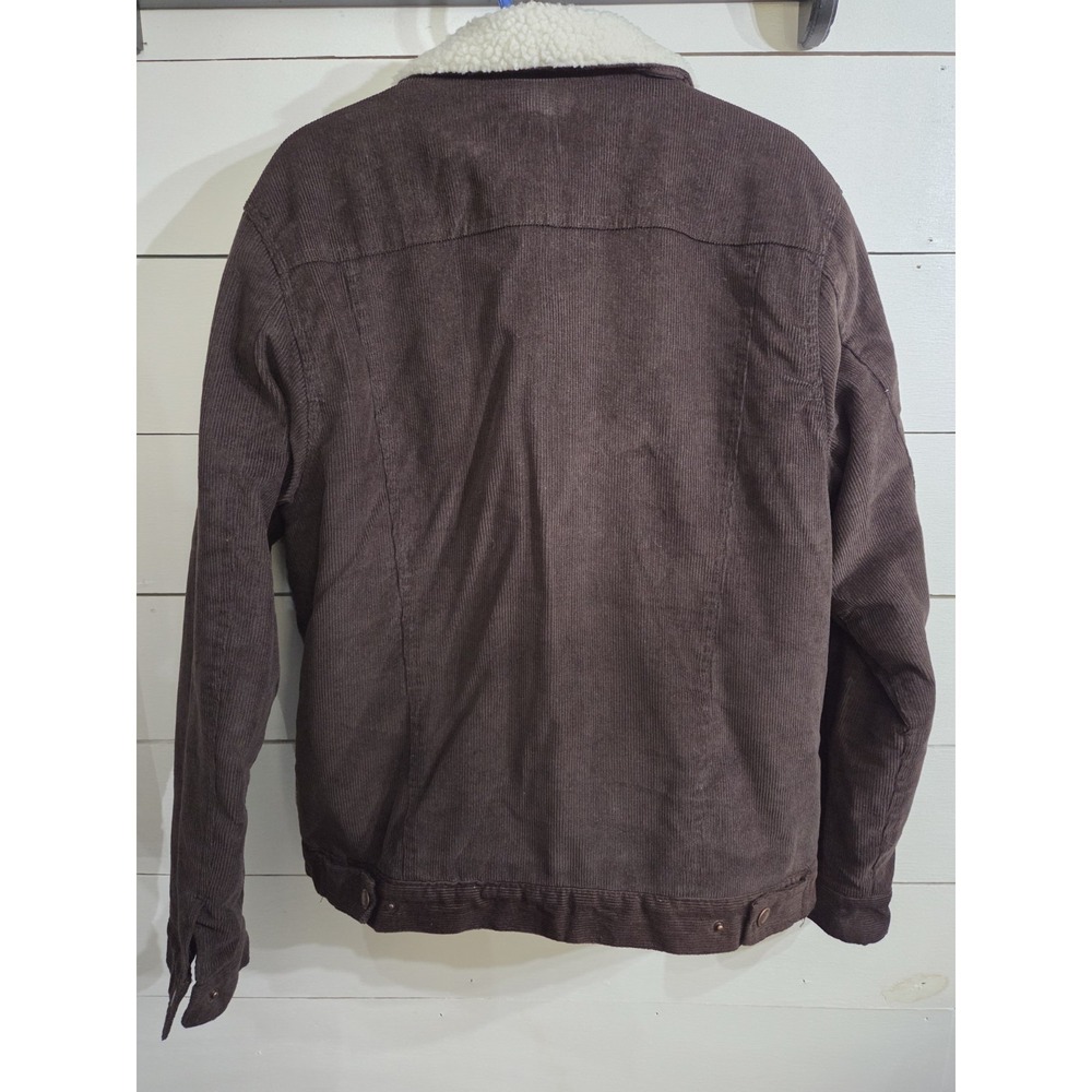 Brooklyn Cloth Mens Brown L Corduroy Sherpa Lined Trucker Jacket Snaps Nice - Picture 7 of 12